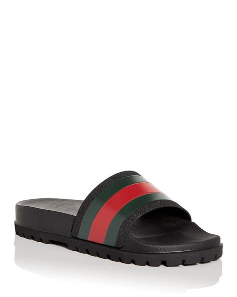 gucci men's signature stripe slide sandals|Gucci slides at nordstrom.